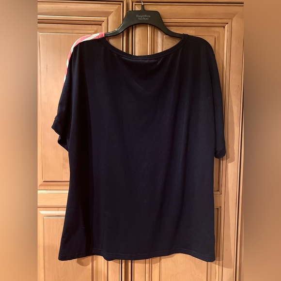 NWT Bloomchic Stripes Contrast Wrap Asymmetrical Top - Picture 5 of 9